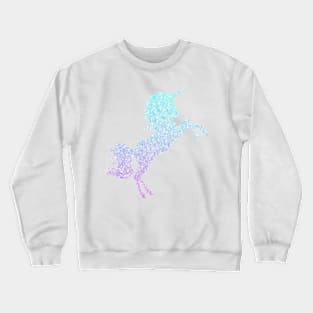 Pastel Blue Purple Ombre Faux Glitter Unicorn Crewneck Sweatshirt